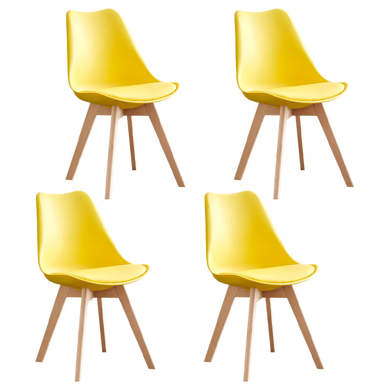 Scandinavian Home Side Chair Wood Upholstered Solid Back Dining Room Chair Yellow Set of 4 Clearhalo ' kitchen&dining_furn' 'Dining Chairs' 'Dining Tables & Seating' 'dining_chair' 'Furniture' 'furniture_dining_chair' 'Kitchen & Dining Furniture' 'kitchen' 3956719