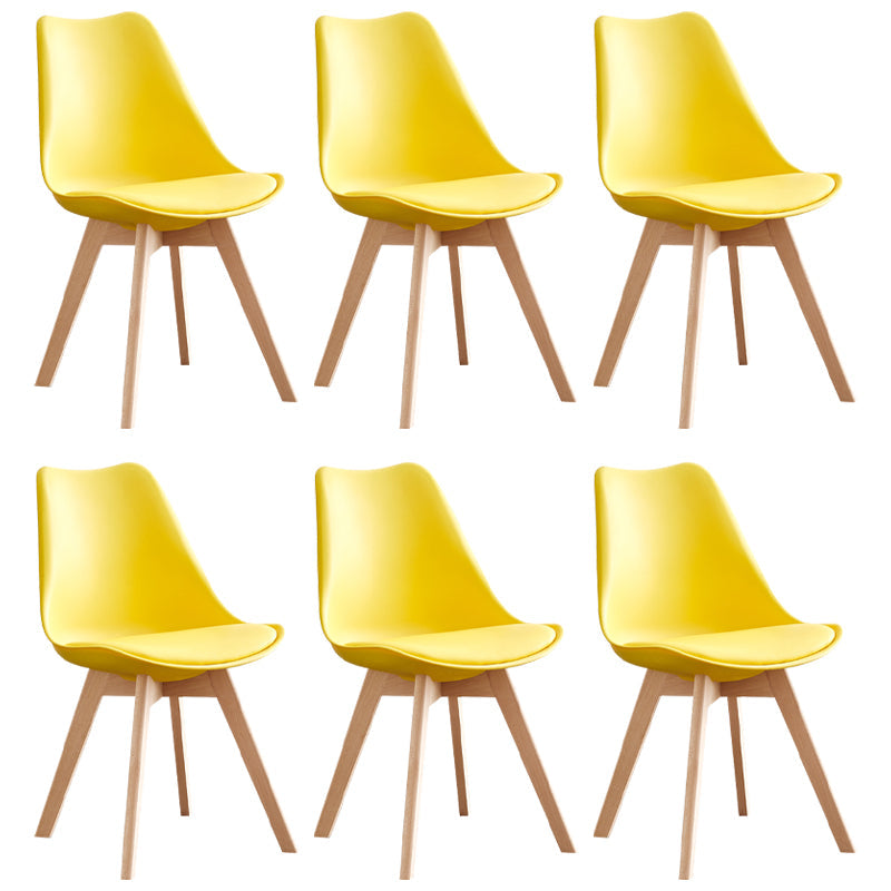 Scandinavian Home Side Chair Wood Upholstered Solid Back Dining Room Chair Yellow Set of 6 Clearhalo ' kitchen&dining_furn' 'Dining Chairs' 'Dining Tables & Seating' 'dining_chair' 'Furniture' 'furniture_dining_chair' 'Kitchen & Dining Furniture' 'kitchen' 3956720