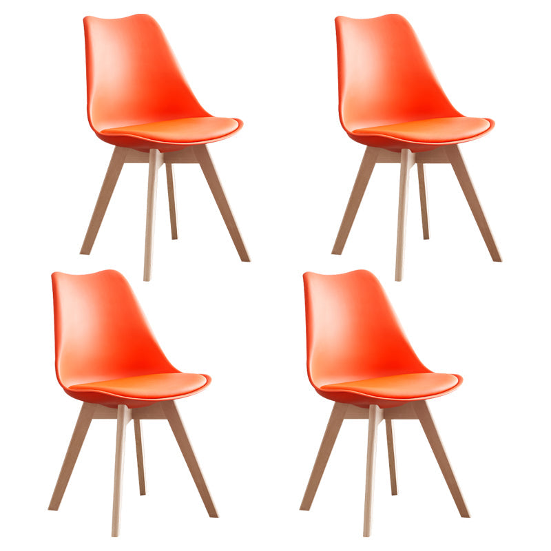 Scandinavian Home Side Chair Wood Upholstered Solid Back Dining Room Chair Orange Set of 4 Clearhalo ' kitchen&dining_furn' 'Dining Chairs' 'Dining Tables & Seating' 'dining_chair' 'Furniture' 'furniture_dining_chair' 'Kitchen & Dining Furniture' 'kitchen' 3956722