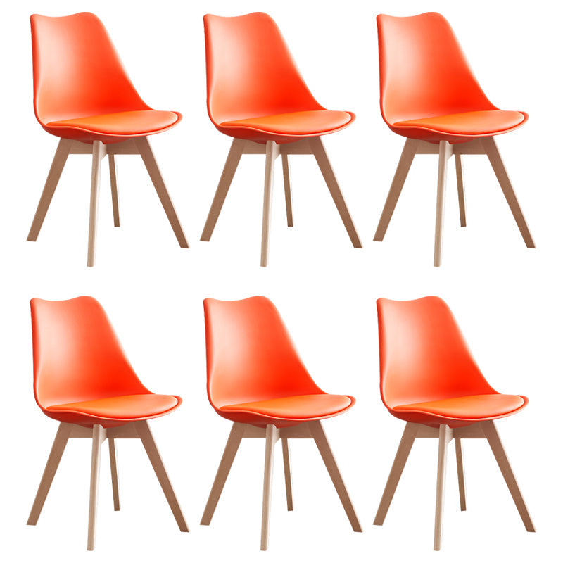 Scandinavian Home Side Chair Wood Upholstered Solid Back Dining Room Chair Orange Set of 6 Clearhalo ' kitchen&dining_furn' 'Dining Chairs' 'Dining Tables & Seating' 'dining_chair' 'Furniture' 'furniture_dining_chair' 'Kitchen & Dining Furniture' 'kitchen' 3956723