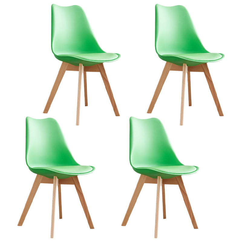 Scandinavian Home Side Chair Wood Upholstered Solid Back Dining Room Chair Green Set of 4 Clearhalo ' kitchen&dining_furn' 'Dining Chairs' 'Dining Tables & Seating' 'dining_chair' 'Furniture' 'furniture_dining_chair' 'Kitchen & Dining Furniture' 'kitchen' 3956731