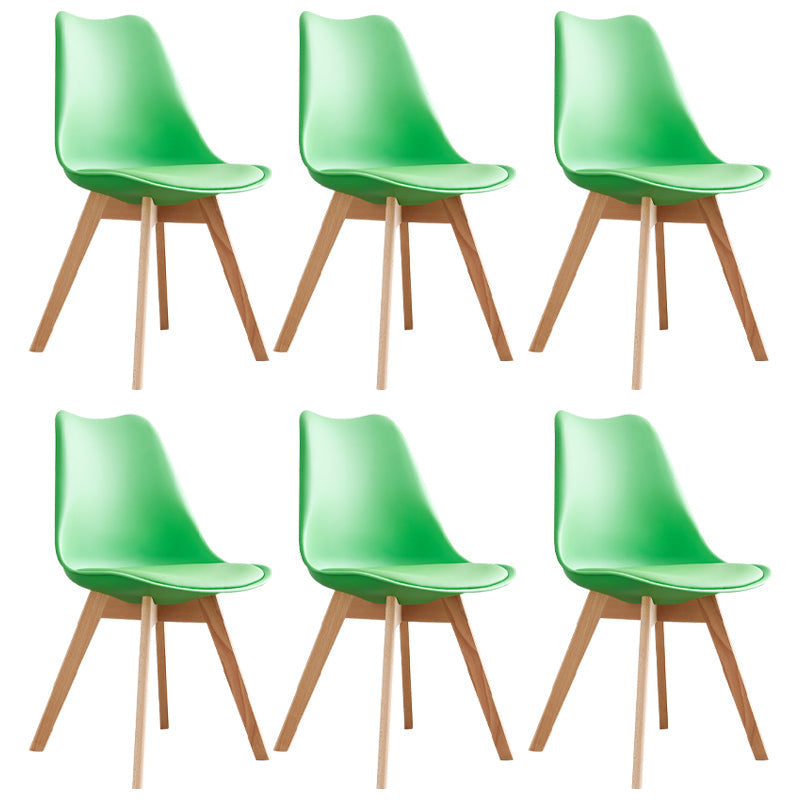 Scandinavian Home Side Chair Wood Upholstered Solid Back Dining Room Chair Green Set of 6 Clearhalo ' kitchen&dining_furn' 'Dining Chairs' 'Dining Tables & Seating' 'dining_chair' 'Furniture' 'furniture_dining_chair' 'Kitchen & Dining Furniture' 'kitchen' 3956732