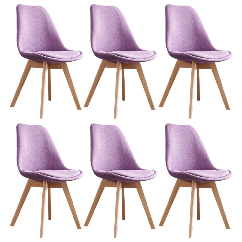 Scandinavian Home Side Chair Wood Upholstered Solid Back Dining Room Chair Purple Set of 6 Clearhalo ' kitchen&dining_furn' 'Dining Chairs' 'Dining Tables & Seating' 'dining_chair' 'Furniture' 'furniture_dining_chair' 'Kitchen & Dining Furniture' 'kitchen' 3956735