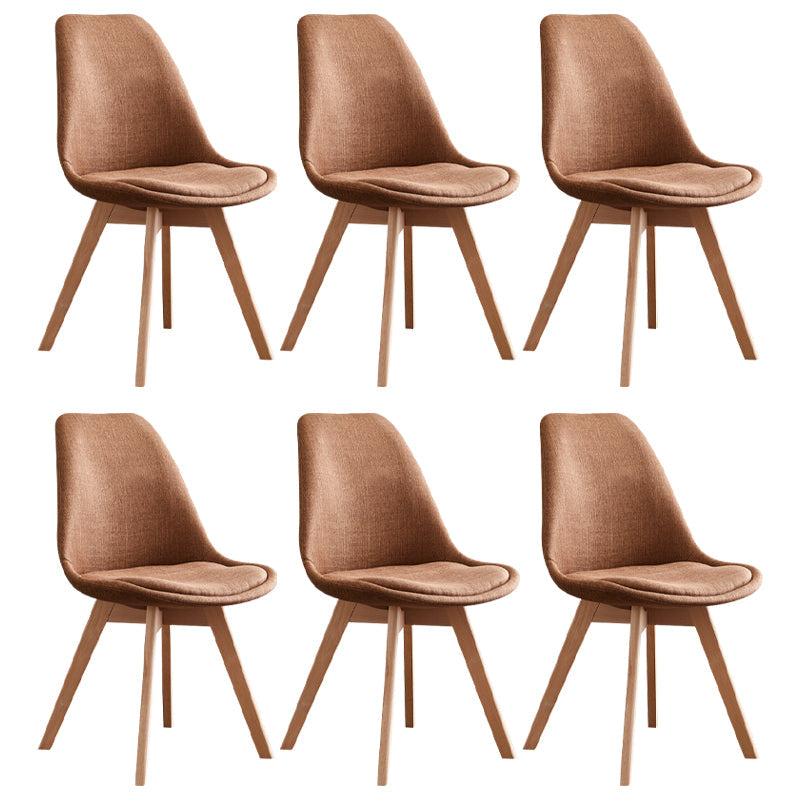 Scandinavian Home Side Chair Wood Upholstered Solid Back Dining Room Chair Coffee Set of 6 Clearhalo ' kitchen&dining_furn' 'Dining Chairs' 'Dining Tables & Seating' 'dining_chair' 'Furniture' 'furniture_dining_chair' 'Kitchen & Dining Furniture' 'kitchen' 3956738