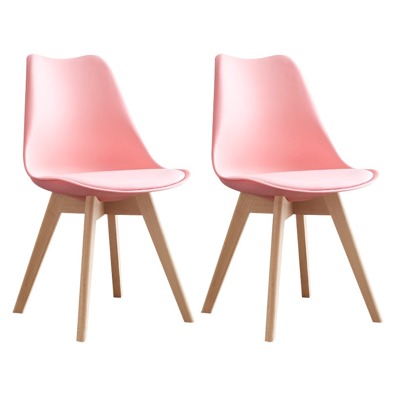 Scandinavian Home Side Chair Wood Upholstered Solid Back Dining Room Chair Orange Pink Set of 2 Clearhalo ' kitchen&dining_furn' 'Dining Chairs' 'Dining Tables & Seating' 'dining_chair' 'Furniture' 'furniture_dining_chair' 'Kitchen & Dining Furniture' 'kitchen' 3956739
