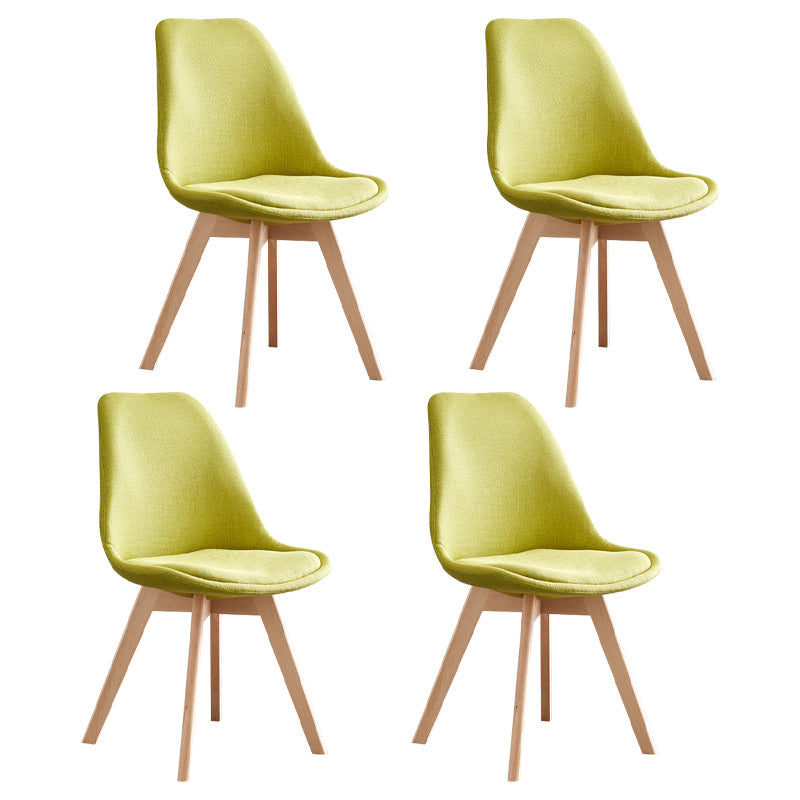 Scandinavian Home Side Chair Wood Upholstered Solid Back Dining Room Chair Pea Green Set of 4 Clearhalo ' kitchen&dining_furn' 'Dining Chairs' 'Dining Tables & Seating' 'dining_chair' 'Furniture' 'furniture_dining_chair' 'Kitchen & Dining Furniture' 'kitchen' 3956746