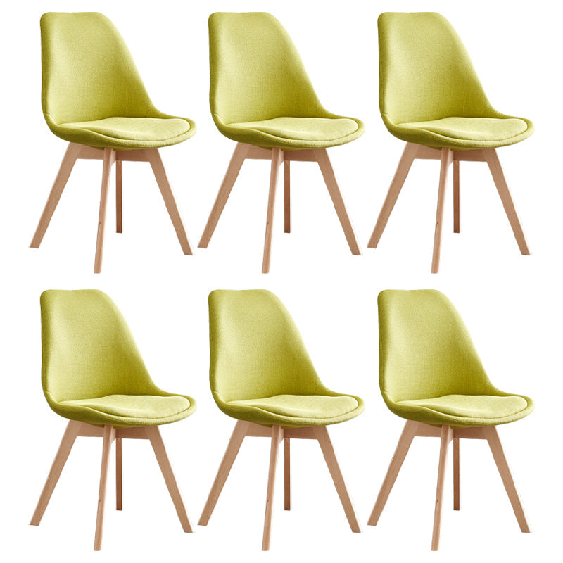 Scandinavian Home Side Chair Wood Upholstered Solid Back Dining Room Chair Pea Green Set of 6 Clearhalo ' kitchen&dining_furn' 'Dining Chairs' 'Dining Tables & Seating' 'dining_chair' 'Furniture' 'furniture_dining_chair' 'Kitchen & Dining Furniture' 'kitchen' 3956747