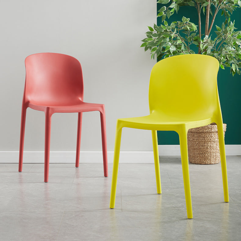 Plastic Stackable Dining Side Chair Solid Back Armless Dining Chairs (Set of 4) Clearhalo ' kitchen&dining_furn' 'Dining Chairs' 'Dining Tables & Seating' 'dining_chair' 'furn' 'furn_dining_chair' 'Furniture' 'furniture_dining_chair' 'Kitchen & Dining Furniture' 'kitchen' 3956749