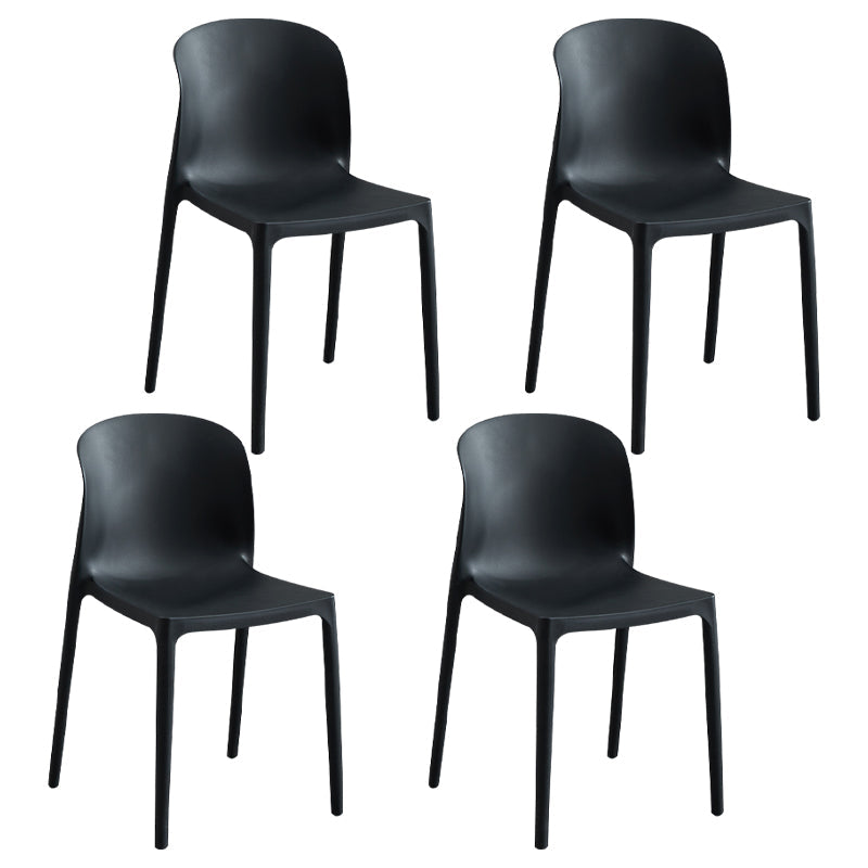 Plastic Stackable Dining Side Chair Solid Back Armless Dining Chairs (Set of 4) Black Clearhalo ' kitchen&dining_furn' 'Dining Chairs' 'Dining Tables & Seating' 'dining_chair' 'furn' 'furn_dining_chair' 'Furniture' 'furniture_dining_chair' 'Kitchen & Dining Furniture' 'kitchen' 3956750