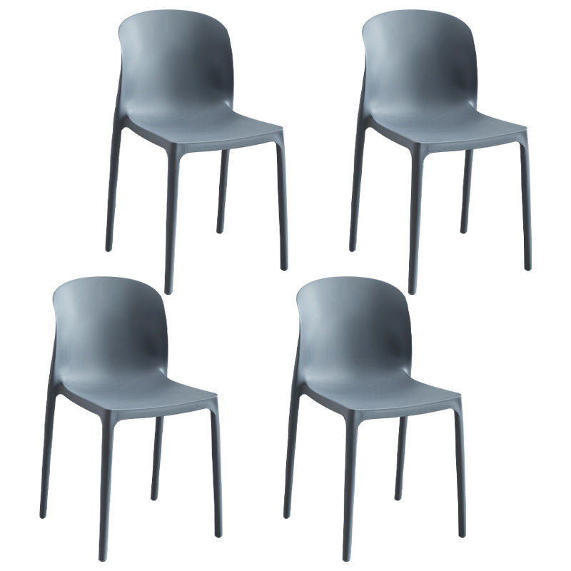 Plastic Stackable Dining Side Chair Solid Back Armless Dining Chairs (Set of 4) Grey Clearhalo ' kitchen&dining_furn' 'Dining Chairs' 'Dining Tables & Seating' 'dining_chair' 'furn' 'furn_dining_chair' 'Furniture' 'furniture_dining_chair' 'Kitchen & Dining Furniture' 'kitchen' 3956751