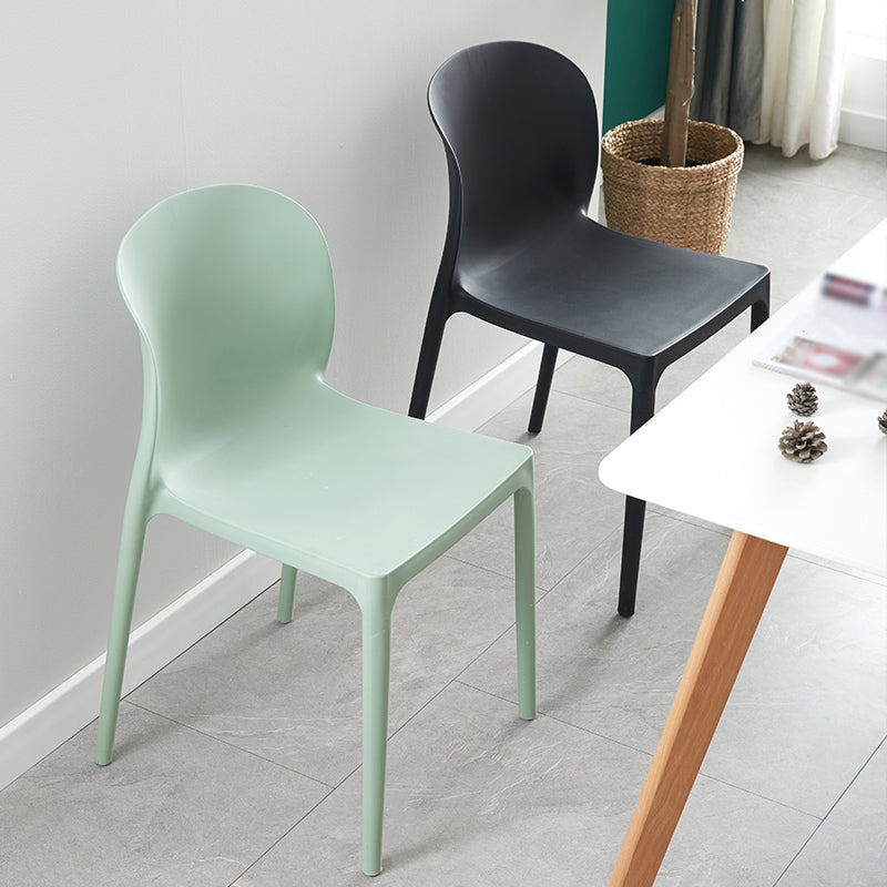 Plastic Stackable Dining Side Chair Solid Back Armless Dining Chairs (Set of 4) Clearhalo ' kitchen&dining_furn' 'Dining Chairs' 'Dining Tables & Seating' 'dining_chair' 'furn' 'furn_dining_chair' 'Furniture' 'furniture_dining_chair' 'Kitchen & Dining Furniture' 'kitchen' 3956752