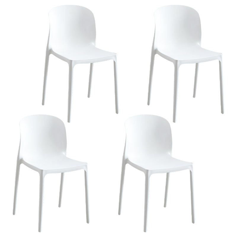 Plastic Stackable Dining Side Chair Solid Back Armless Dining Chairs (Set of 4) White Clearhalo ' kitchen&dining_furn' 'Dining Chairs' 'Dining Tables & Seating' 'dining_chair' 'furn' 'furn_dining_chair' 'Furniture' 'furniture_dining_chair' 'Kitchen & Dining Furniture' 'kitchen' 3956753