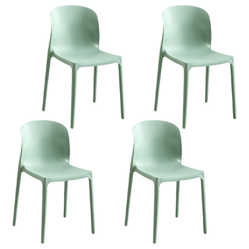 Plastic Stackable Dining Side Chair Solid Back Armless Dining Chairs (Set of 4) Mint Green Clearhalo ' kitchen&dining_furn' 'Dining Chairs' 'Dining Tables & Seating' 'dining_chair' 'furn' 'furn_dining_chair' 'Furniture' 'furniture_dining_chair' 'Kitchen & Dining Furniture' 'kitchen' 3956759