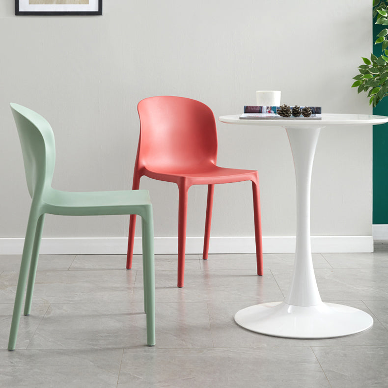 Plastic Stackable Dining Side Chair Solid Back Armless Dining Chairs (Set of 4) Clearhalo ' kitchen&dining_furn' 'Dining Chairs' 'Dining Tables & Seating' 'dining_chair' 'furn' 'furn_dining_chair' 'Furniture' 'furniture_dining_chair' 'Kitchen & Dining Furniture' 'kitchen' 3956765