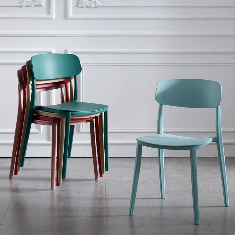 Stackable Armless Dining Chairs Plastic Open Back Dining Side Chair (Set of 4) Clearhalo ' kitchen&dining_furn' 'Dining Chairs' 'Dining Tables & Seating' 'dining_chair' 'furn' 'furn_dining_chair' 'Furniture' 'furniture_dining_chair' 'Kitchen & Dining Furniture' 'kitchen' 3956767