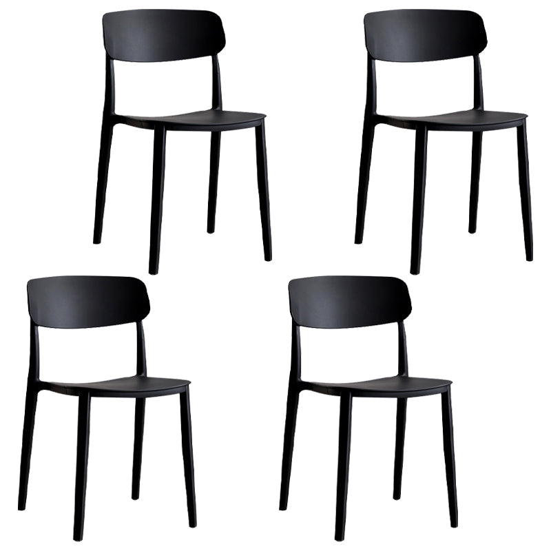 Stackable Armless Dining Chairs Plastic Open Back Dining Side Chair (Set of 4) Black Clearhalo ' kitchen&dining_furn' 'Dining Chairs' 'Dining Tables & Seating' 'dining_chair' 'furn' 'furn_dining_chair' 'Furniture' 'furniture_dining_chair' 'Kitchen & Dining Furniture' 'kitchen' 3956768