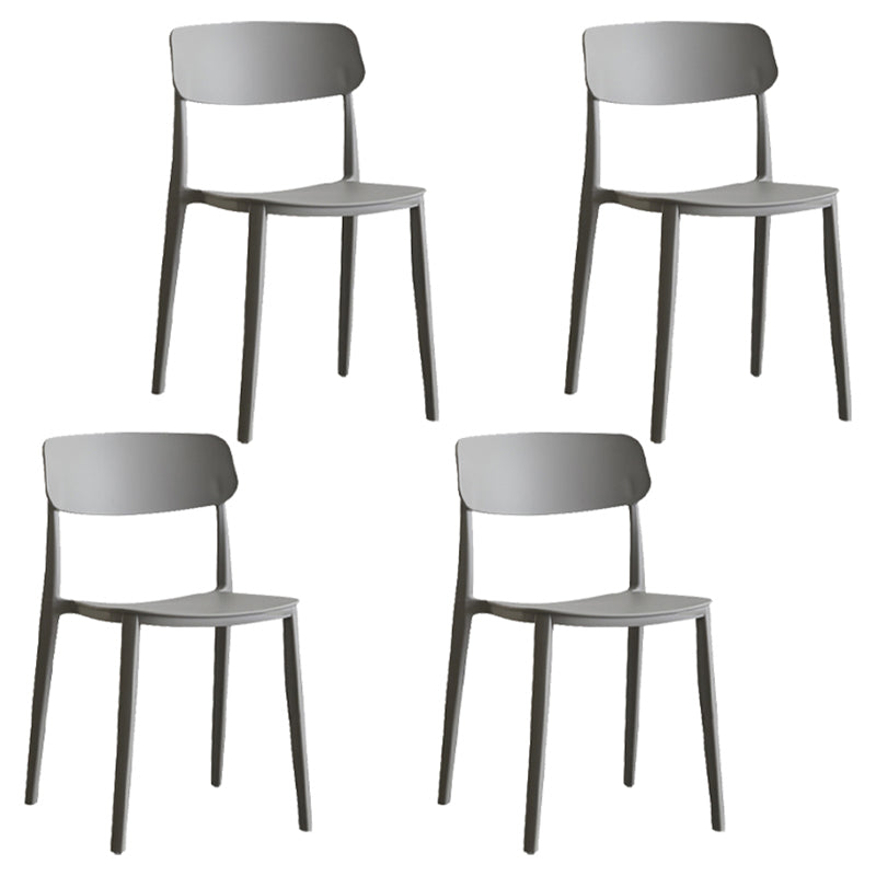 Stackable Armless Dining Chairs Plastic Open Back Dining Side Chair (Set of 4) Grey Clearhalo ' kitchen&dining_furn' 'Dining Chairs' 'Dining Tables & Seating' 'dining_chair' 'furn' 'furn_dining_chair' 'Furniture' 'furniture_dining_chair' 'Kitchen & Dining Furniture' 'kitchen' 3956769
