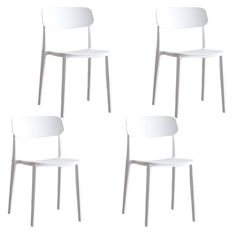 Stackable Armless Dining Chairs Plastic Open Back Dining Side Chair (Set of 4) White Clearhalo ' kitchen&dining_furn' 'Dining Chairs' 'Dining Tables & Seating' 'dining_chair' 'furn' 'furn_dining_chair' 'Furniture' 'furniture_dining_chair' 'Kitchen & Dining Furniture' 'kitchen' 3956771