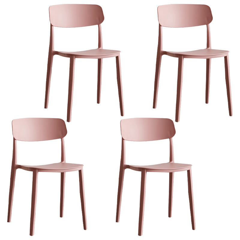 Stackable Armless Dining Chairs Plastic Open Back Dining Side Chair (Set of 4) Pink Clearhalo ' kitchen&dining_furn' 'Dining Chairs' 'Dining Tables & Seating' 'dining_chair' 'furn' 'furn_dining_chair' 'Furniture' 'furniture_dining_chair' 'Kitchen & Dining Furniture' 'kitchen' 3956773