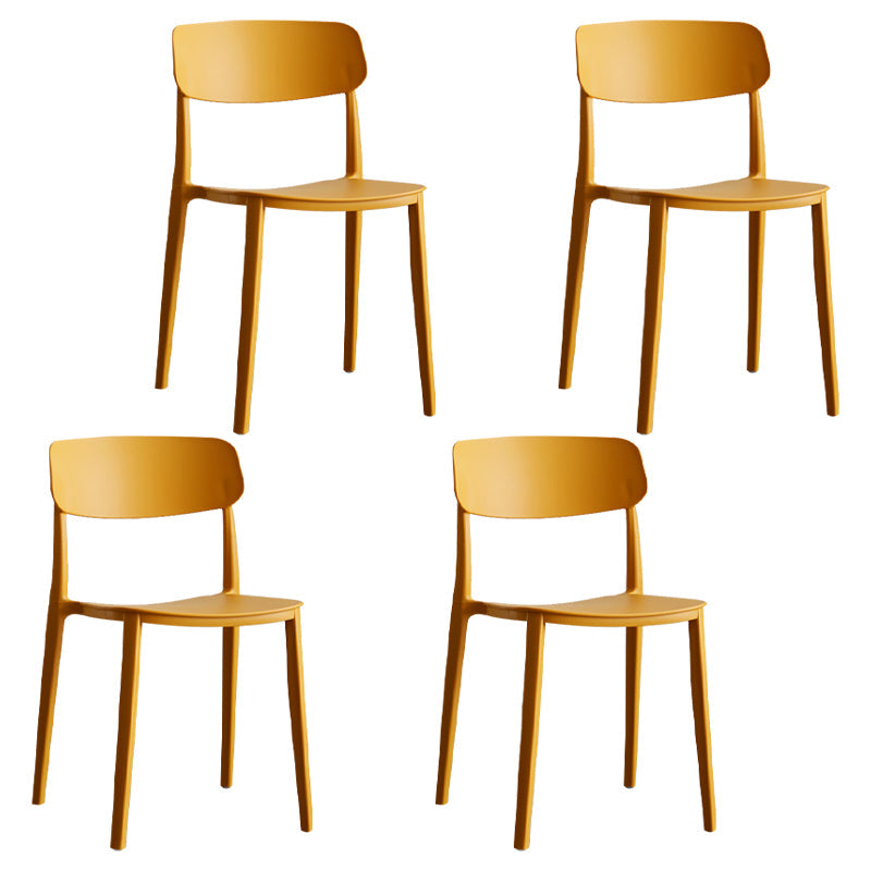 Stackable Armless Dining Chairs Plastic Open Back Dining Side Chair (Set of 4) Yellow Clearhalo ' kitchen&dining_furn' 'Dining Chairs' 'Dining Tables & Seating' 'dining_chair' 'furn' 'furn_dining_chair' 'Furniture' 'furniture_dining_chair' 'Kitchen & Dining Furniture' 'kitchen' 3956776