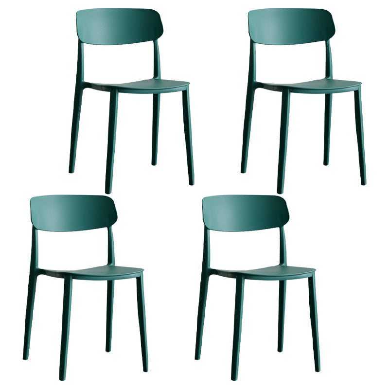 Stackable Armless Dining Chairs Plastic Open Back Dining Side Chair (Set of 4) Dark Green Clearhalo ' kitchen&dining_furn' 'Dining Chairs' 'Dining Tables & Seating' 'dining_chair' 'furn' 'furn_dining_chair' 'Furniture' 'furniture_dining_chair' 'Kitchen & Dining Furniture' 'kitchen' 3956780