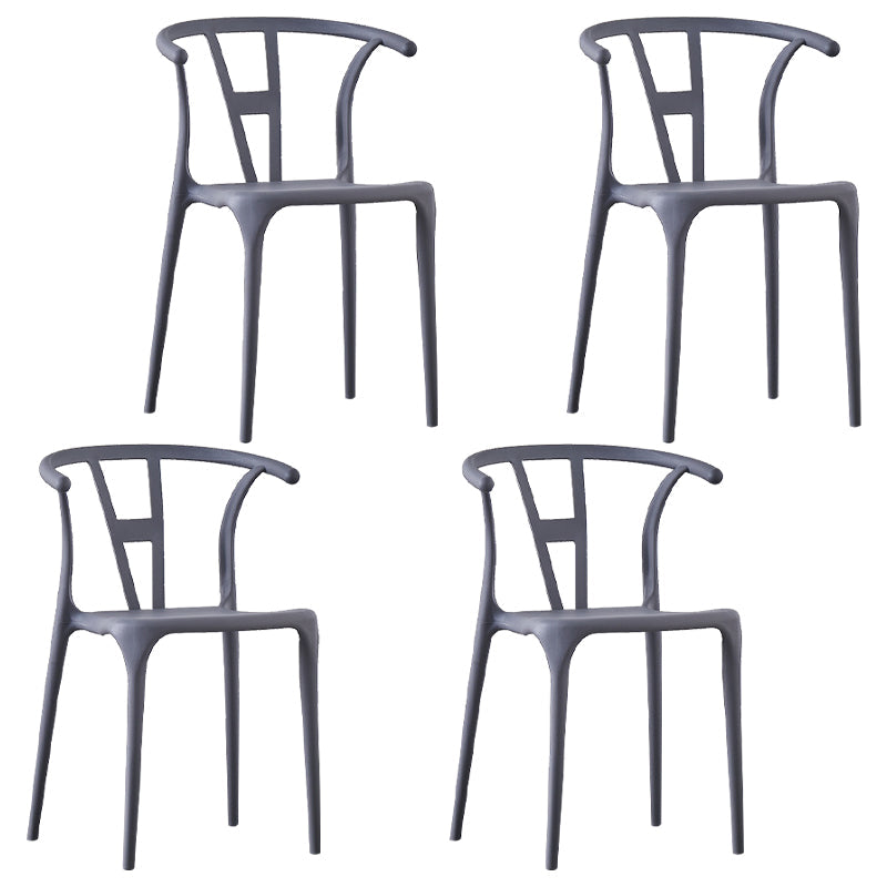Scandinavian Plastic Armless Dining Chairs Stackable Dining Side Chair (Set of 4) Grey Clearhalo ' kitchen&dining_furn' 'Dining Chairs' 'Dining Tables & Seating' 'dining_chair' 'furn' 'furn_dining_chair' 'Furniture' 'furniture_dining_chair' 'Kitchen & Dining Furniture' 'kitchen' 3956788