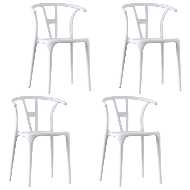 Scandinavian Plastic Armless Dining Chairs Stackable Dining Side Chair (Set of 4) White Clearhalo ' kitchen&dining_furn' 'Dining Chairs' 'Dining Tables & Seating' 'dining_chair' 'furn' 'furn_dining_chair' 'Furniture' 'furniture_dining_chair' 'Kitchen & Dining Furniture' 'kitchen' 3956791