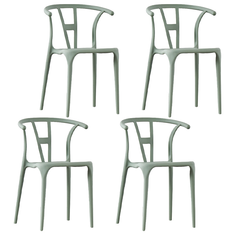 Scandinavian Plastic Armless Dining Chairs Stackable Dining Side Chair (Set of 4) Mint Green Clearhalo ' kitchen&dining_furn' 'Dining Chairs' 'Dining Tables & Seating' 'dining_chair' 'furn' 'furn_dining_chair' 'Furniture' 'furniture_dining_chair' 'Kitchen & Dining Furniture' 'kitchen' 3956804