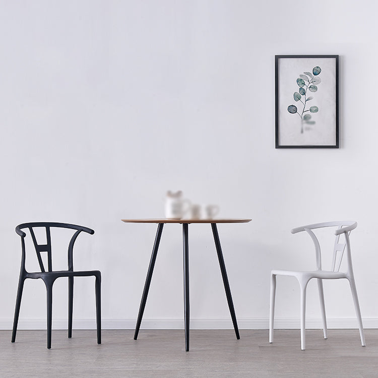 Scandinavian Plastic Armless Dining Chairs Stackable Dining Side Chair (Set of 4) Clearhalo ' kitchen&dining_furn' 'Dining Chairs' 'Dining Tables & Seating' 'dining_chair' 'furn' 'furn_dining_chair' 'Furniture' 'furniture_dining_chair' 'Kitchen & Dining Furniture' 'kitchen' 3956805