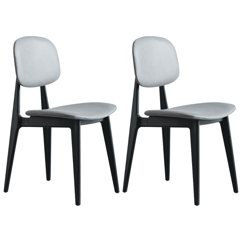 PU Leather Armless Dining Chairs Open Back Side Chair with Plastic Legs Dark Gray 2 Piece Set Clearhalo ' kitchen&dining_furn' 'Dining Chairs' 'Dining Tables & Seating' 'dining_chair' 'furn' 'furn_dining_chair' 'Furniture' 'furniture_dining_chair' 'Kitchen & Dining Furniture' 'kitchen' 3956812