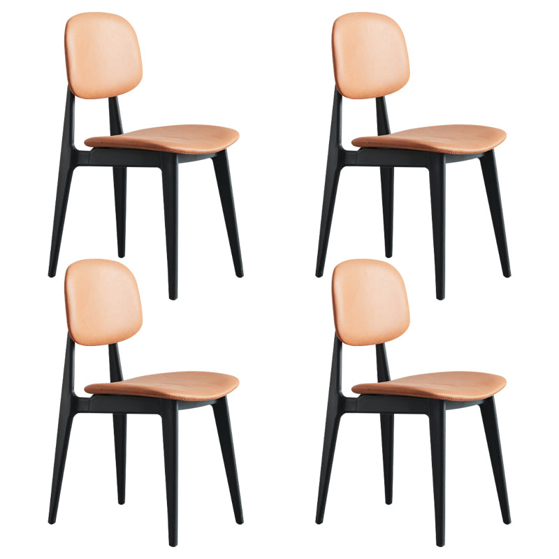 PU Leather Armless Dining Chairs Open Back Side Chair with Plastic Legs Orange 4 Piece Set Clearhalo ' kitchen&dining_furn' 'Dining Chairs' 'Dining Tables & Seating' 'dining_chair' 'furn' 'furn_dining_chair' 'Furniture' 'furniture_dining_chair' 'Kitchen & Dining Furniture' 'kitchen' 3956826