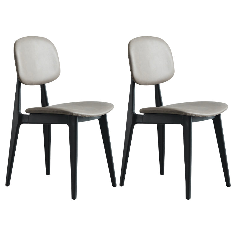 PU Leather Armless Dining Chairs Open Back Side Chair with Plastic Legs Khaki 2 Piece Set Clearhalo ' kitchen&dining_furn' 'Dining Chairs' 'Dining Tables & Seating' 'dining_chair' 'furn' 'furn_dining_chair' 'Furniture' 'furniture_dining_chair' 'Kitchen & Dining Furniture' 'kitchen' 3956837