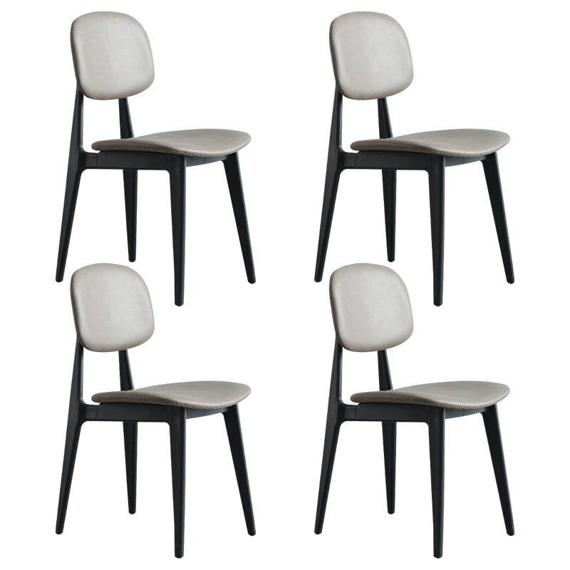 PU Leather Armless Dining Chairs Open Back Side Chair with Plastic Legs Khaki 4 Piece Set Clearhalo ' kitchen&dining_furn' 'Dining Chairs' 'Dining Tables & Seating' 'dining_chair' 'furn' 'furn_dining_chair' 'Furniture' 'furniture_dining_chair' 'Kitchen & Dining Furniture' 'kitchen' 3956838