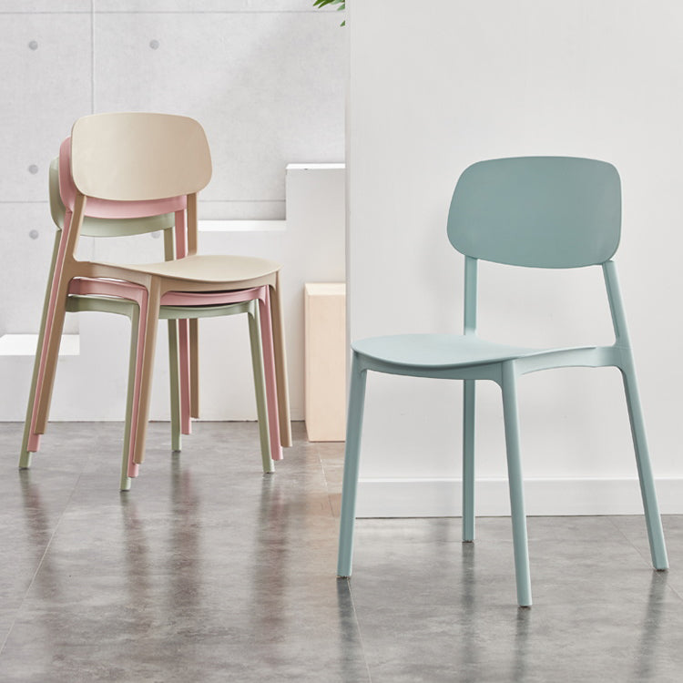 Open Back Armless Dining Chairs Plastic Stackable Dining Side Chair (Set of 4) Clearhalo ' kitchen&dining_furn' 'Dining Chairs' 'Dining Tables & Seating' 'dining_chair' 'furn' 'furn_dining_chair' 'Furniture' 'furniture_dining_chair' 'Kitchen & Dining Furniture' 'kitchen' 3956840