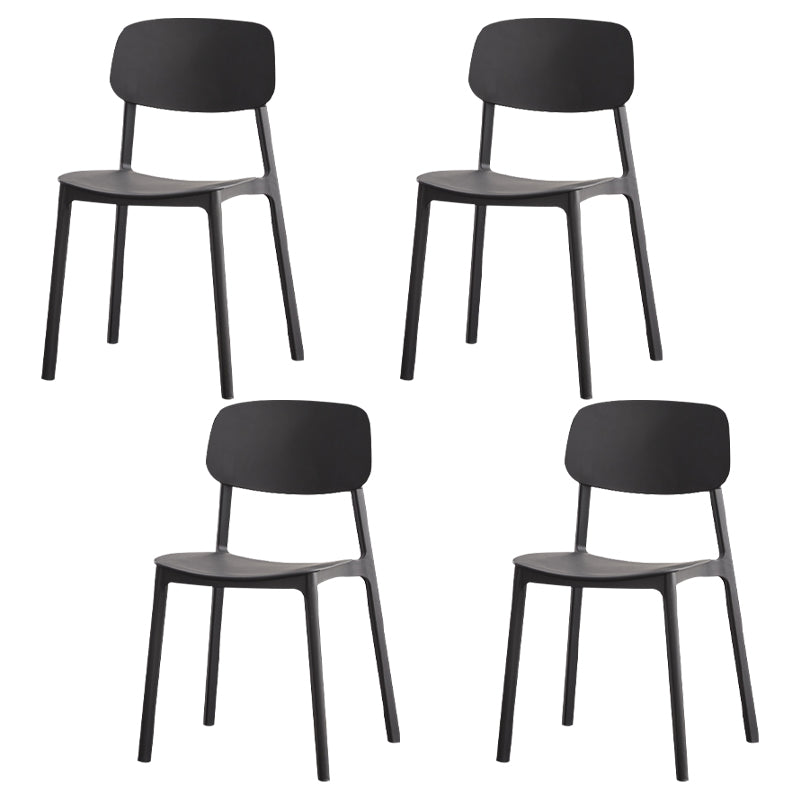 Open Back Armless Dining Chairs Plastic Stackable Dining Side Chair (Set of 4) Black Clearhalo ' kitchen&dining_furn' 'Dining Chairs' 'Dining Tables & Seating' 'dining_chair' 'furn' 'furn_dining_chair' 'Furniture' 'furniture_dining_chair' 'Kitchen & Dining Furniture' 'kitchen' 3956841