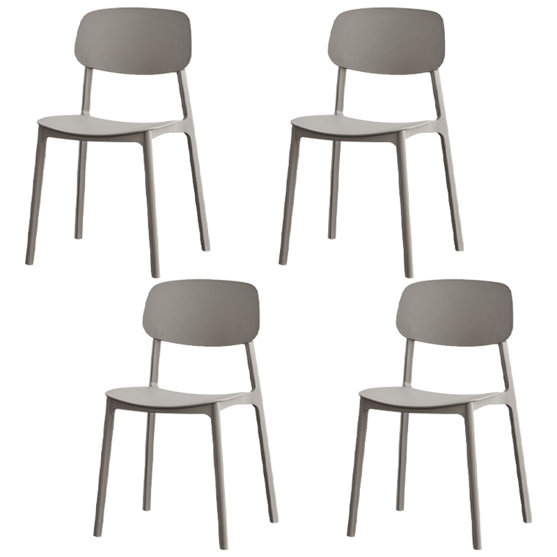 Open Back Armless Dining Chairs Plastic Stackable Dining Side Chair (Set of 4) Grey Clearhalo ' kitchen&dining_furn' 'Dining Chairs' 'Dining Tables & Seating' 'dining_chair' 'furn' 'furn_dining_chair' 'Furniture' 'furniture_dining_chair' 'Kitchen & Dining Furniture' 'kitchen' 3956842