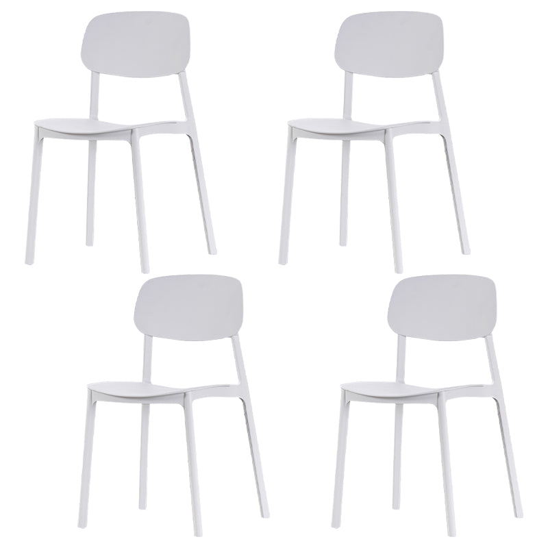 Open Back Armless Dining Chairs Plastic Stackable Dining Side Chair (Set of 4) White Clearhalo ' kitchen&dining_furn' 'Dining Chairs' 'Dining Tables & Seating' 'dining_chair' 'furn' 'furn_dining_chair' 'Furniture' 'furniture_dining_chair' 'Kitchen & Dining Furniture' 'kitchen' 3956844