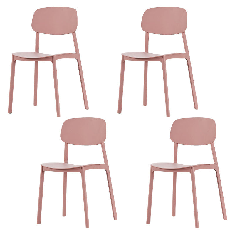 Open Back Armless Dining Chairs Plastic Stackable Dining Side Chair (Set of 4) Pink Clearhalo ' kitchen&dining_furn' 'Dining Chairs' 'Dining Tables & Seating' 'dining_chair' 'furn' 'furn_dining_chair' 'Furniture' 'furniture_dining_chair' 'Kitchen & Dining Furniture' 'kitchen' 3956847
