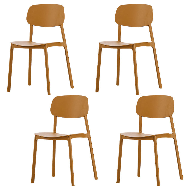 Open Back Armless Dining Chairs Plastic Stackable Dining Side Chair (Set of 4) Yellow Clearhalo ' kitchen&dining_furn' 'Dining Chairs' 'Dining Tables & Seating' 'dining_chair' 'furn' 'furn_dining_chair' 'Furniture' 'furniture_dining_chair' 'Kitchen & Dining Furniture' 'kitchen' 3956849