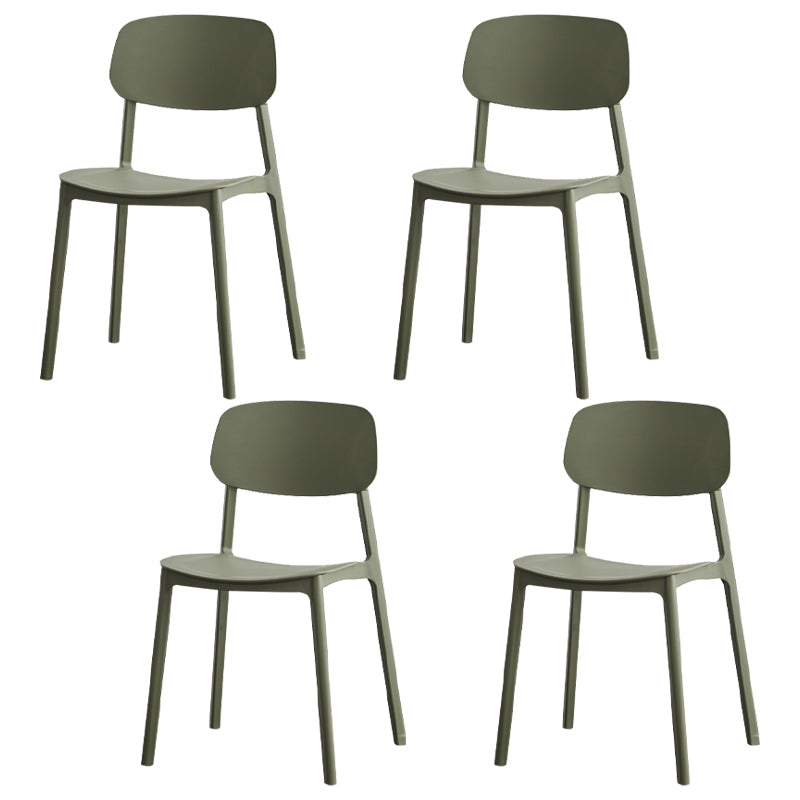 Open Back Armless Dining Chairs Plastic Stackable Dining Side Chair (Set of 4) Army Green Clearhalo ' kitchen&dining_furn' 'Dining Chairs' 'Dining Tables & Seating' 'dining_chair' 'furn' 'furn_dining_chair' 'Furniture' 'furniture_dining_chair' 'Kitchen & Dining Furniture' 'kitchen' 3956853