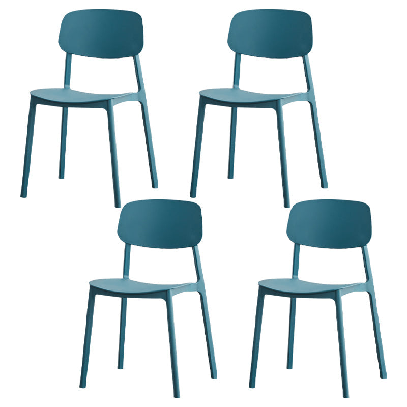 Open Back Armless Dining Chairs Plastic Stackable Dining Side Chair (Set of 4) Peacock Blue Clearhalo ' kitchen&dining_furn' 'Dining Chairs' 'Dining Tables & Seating' 'dining_chair' 'furn' 'furn_dining_chair' 'Furniture' 'furniture_dining_chair' 'Kitchen & Dining Furniture' 'kitchen' 3956855