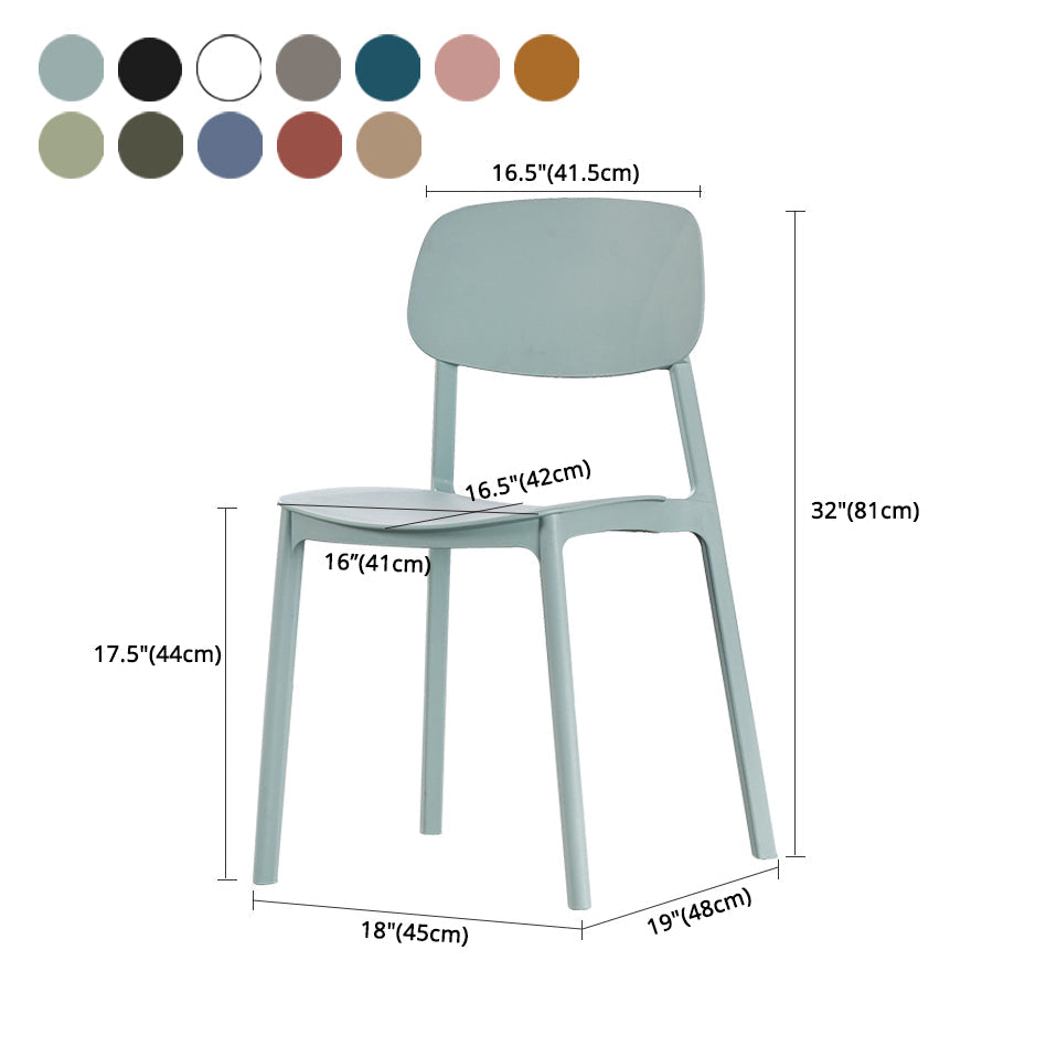 Open Back Armless Dining Chairs Plastic Stackable Dining Side Chair (Set of 4) Clearhalo ' kitchen&dining_furn' 'Dining Chairs' 'Dining Tables & Seating' 'dining_chair' 'furn' 'furn_dining_chair' 'Furniture' 'furniture_dining_chair' 'Kitchen & Dining Furniture' 'kitchen' 3956864
