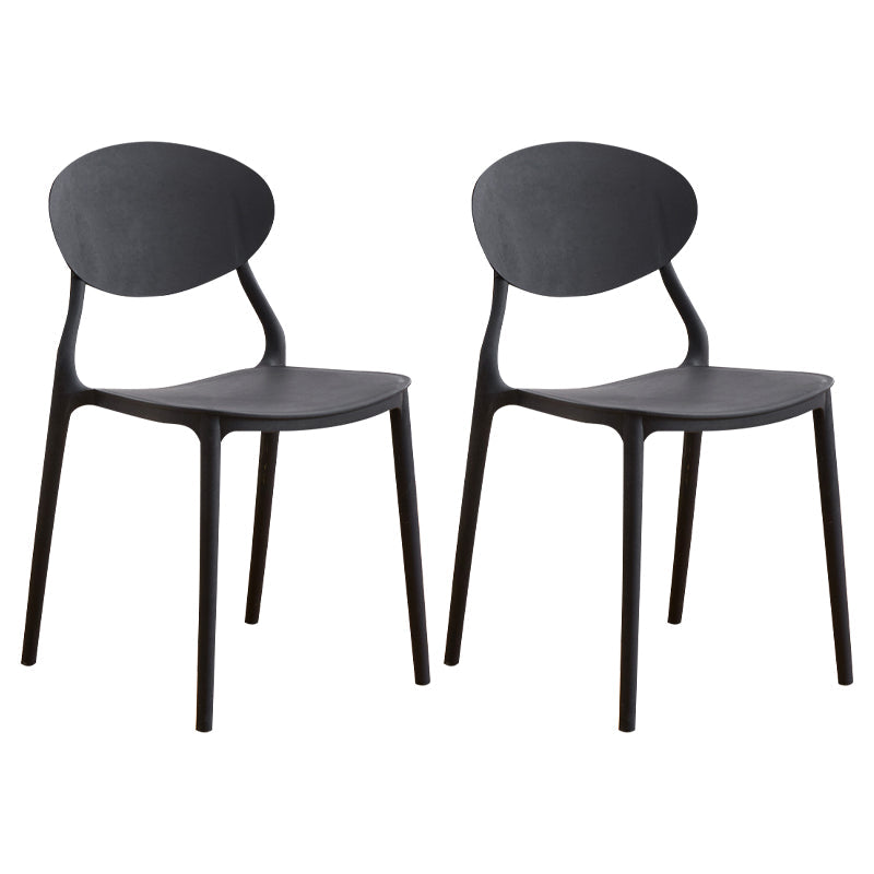 Modern Plastic Dining Room Chairs Armless Open Back Dining Side Chair for Restaurant Black 2 Piece Set Clearhalo ' kitchen&dining_furn' 'Dining Chairs' 'Dining Tables & Seating' 'dining_chair' 'furn' 'furn_dining_chair' 'Furniture' 'furniture_dining_chair' 'Kitchen & Dining Furniture' 'kitchen' 3956866