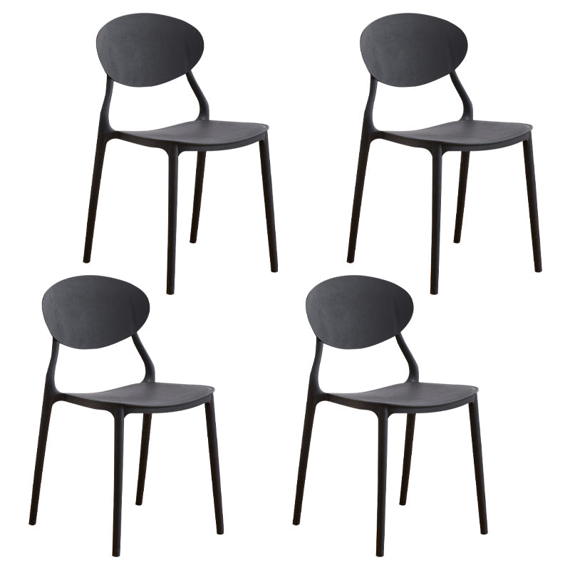 Modern Plastic Dining Room Chairs Armless Open Back Dining Side Chair for Restaurant Black 4 Piece Set Clearhalo ' kitchen&dining_furn' 'Dining Chairs' 'Dining Tables & Seating' 'dining_chair' 'furn' 'furn_dining_chair' 'Furniture' 'furniture_dining_chair' 'Kitchen & Dining Furniture' 'kitchen' 3956868