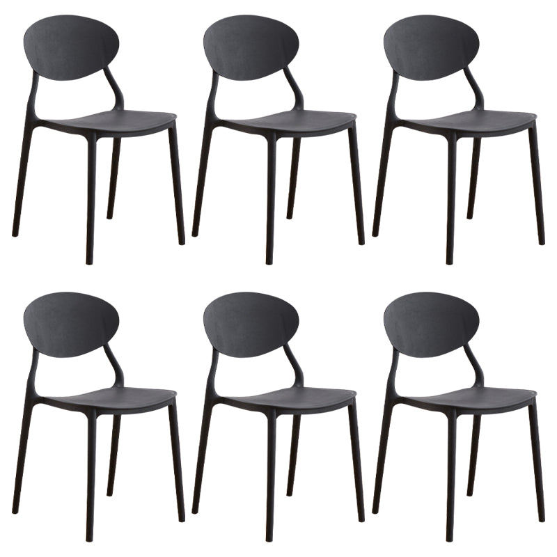 Modern Plastic Dining Room Chairs Armless Open Back Dining Side Chair for Restaurant Black 6 Piece Set Clearhalo ' kitchen&dining_furn' 'Dining Chairs' 'Dining Tables & Seating' 'dining_chair' 'furn' 'furn_dining_chair' 'Furniture' 'furniture_dining_chair' 'Kitchen & Dining Furniture' 'kitchen' 3956869
