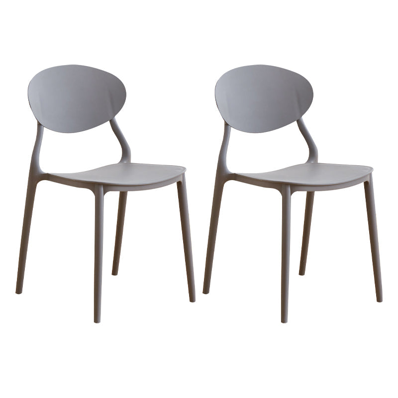 Modern Plastic Dining Room Chairs Armless Open Back Dining Side Chair for Restaurant Dark Gray 2 Piece Set Clearhalo ' kitchen&dining_furn' 'Dining Chairs' 'Dining Tables & Seating' 'dining_chair' 'furn' 'furn_dining_chair' 'Furniture' 'furniture_dining_chair' 'Kitchen & Dining Furniture' 'kitchen' 3956871