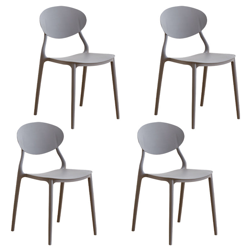Modern Plastic Dining Room Chairs Armless Open Back Dining Side Chair for Restaurant Dark Gray 4 Piece Set Clearhalo ' kitchen&dining_furn' 'Dining Chairs' 'Dining Tables & Seating' 'dining_chair' 'furn' 'furn_dining_chair' 'Furniture' 'furniture_dining_chair' 'Kitchen & Dining Furniture' 'kitchen' 3956874
