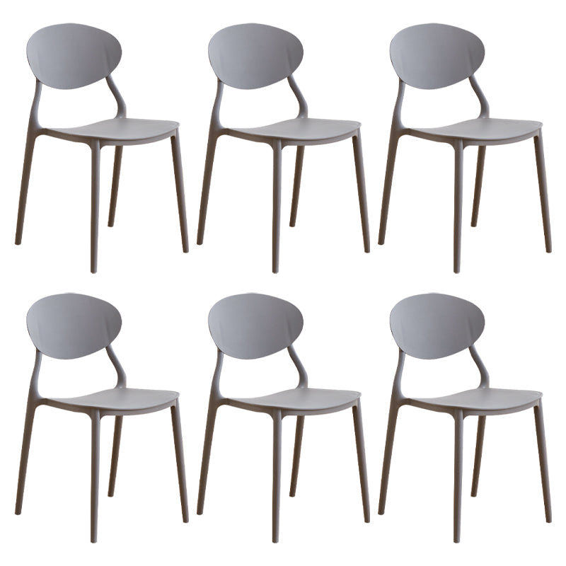 Modern Plastic Dining Room Chairs Armless Open Back Dining Side Chair for Restaurant Dark Gray 6 Piece Set Clearhalo ' kitchen&dining_furn' 'Dining Chairs' 'Dining Tables & Seating' 'dining_chair' 'furn' 'furn_dining_chair' 'Furniture' 'furniture_dining_chair' 'Kitchen & Dining Furniture' 'kitchen' 3956876