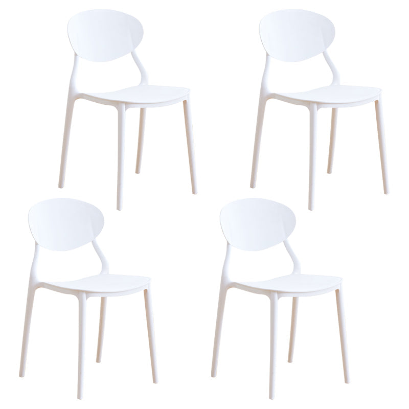 Modern Plastic Dining Room Chairs Armless Open Back Dining Side Chair for Restaurant White 4 Piece Set Clearhalo ' kitchen&dining_furn' 'Dining Chairs' 'Dining Tables & Seating' 'dining_chair' 'furn' 'furn_dining_chair' 'Furniture' 'furniture_dining_chair' 'Kitchen & Dining Furniture' 'kitchen' 3956879