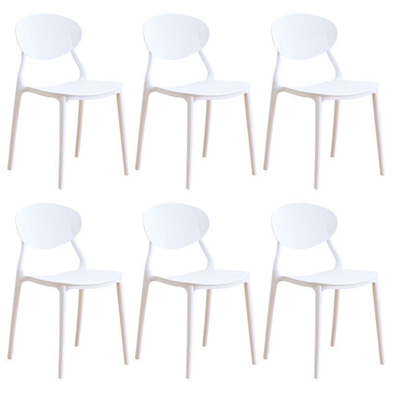 Modern Plastic Dining Room Chairs Armless Open Back Dining Side Chair for Restaurant White 6 Piece Set Clearhalo ' kitchen&dining_furn' 'Dining Chairs' 'Dining Tables & Seating' 'dining_chair' 'furn' 'furn_dining_chair' 'Furniture' 'furniture_dining_chair' 'Kitchen & Dining Furniture' 'kitchen' 3956882
